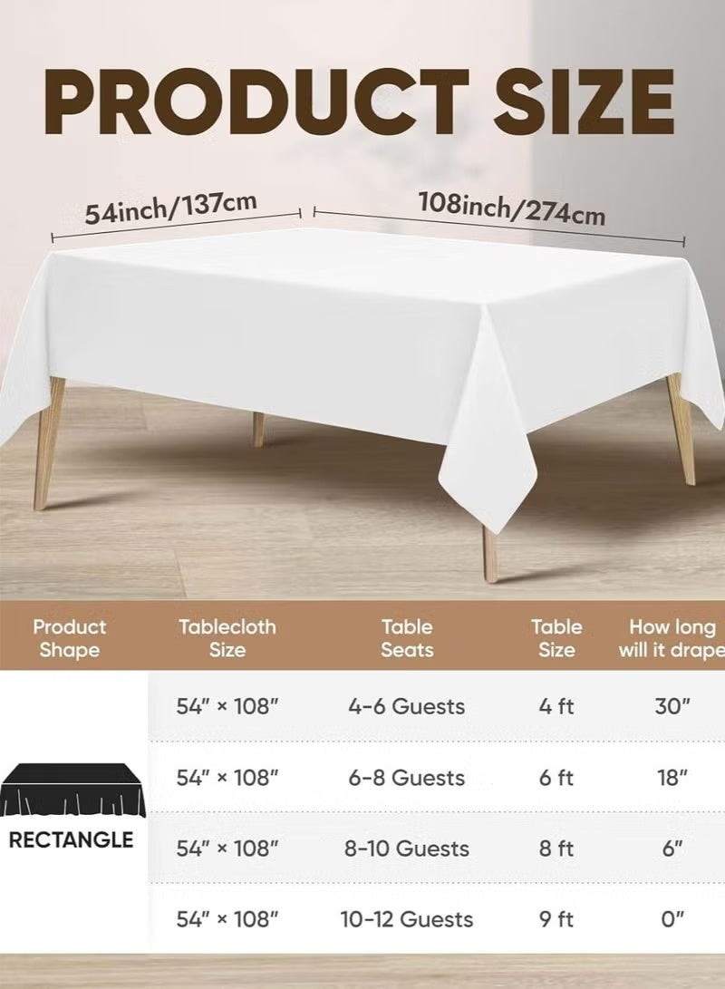 جيكومو مفرش طاولة يمكن التخلص منه مفرش طاوله ابيض137 × 274 سم مفرش طاولة للحفلات، مفرش طاولةبلاستيكي للطاولات المستطيلة، مفرش طاولة مقاومللماء ومتين للديكور لتناول الطعام وحفلات الزفافوالأنشطة الخارجية مفرش طاوله طعام - Image 5